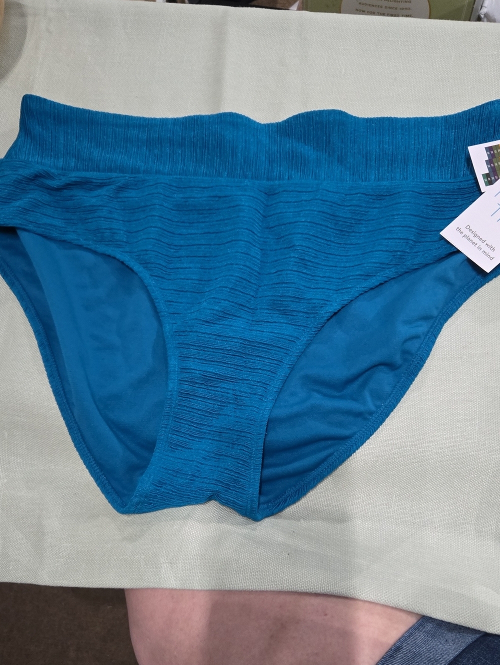 Time and Tru Ribbed Bikini Briefs - Teal
